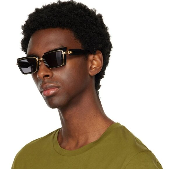Balmain Men Sunglasses Titanium Black Gold Grey Rectangle ADMIRABLE BPS-130A-52 - Picture 3 of 14